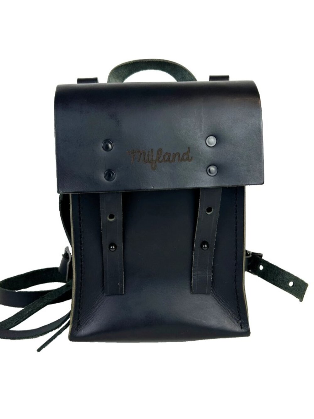 Mifland Bedford Bag USA Made Full Leather Backpack Black Rucksack Adjustable Med